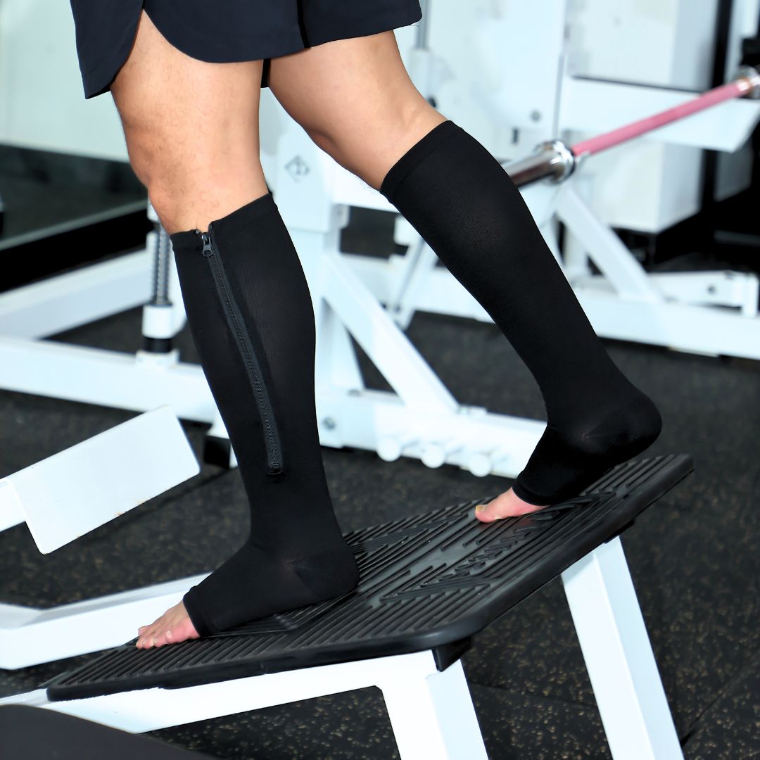 Skarpety Kompresyjne z Zamkiem, Bez Palców